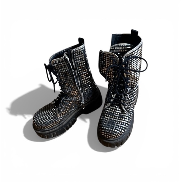 Dolls Kill Disco Fusion Combat Boots - Picture 3 of 4
